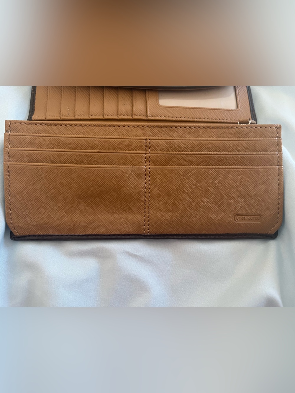 Coach Brown and Tan Signature Canvas Turnlock Clutch Wallet - Picture 7 of 10